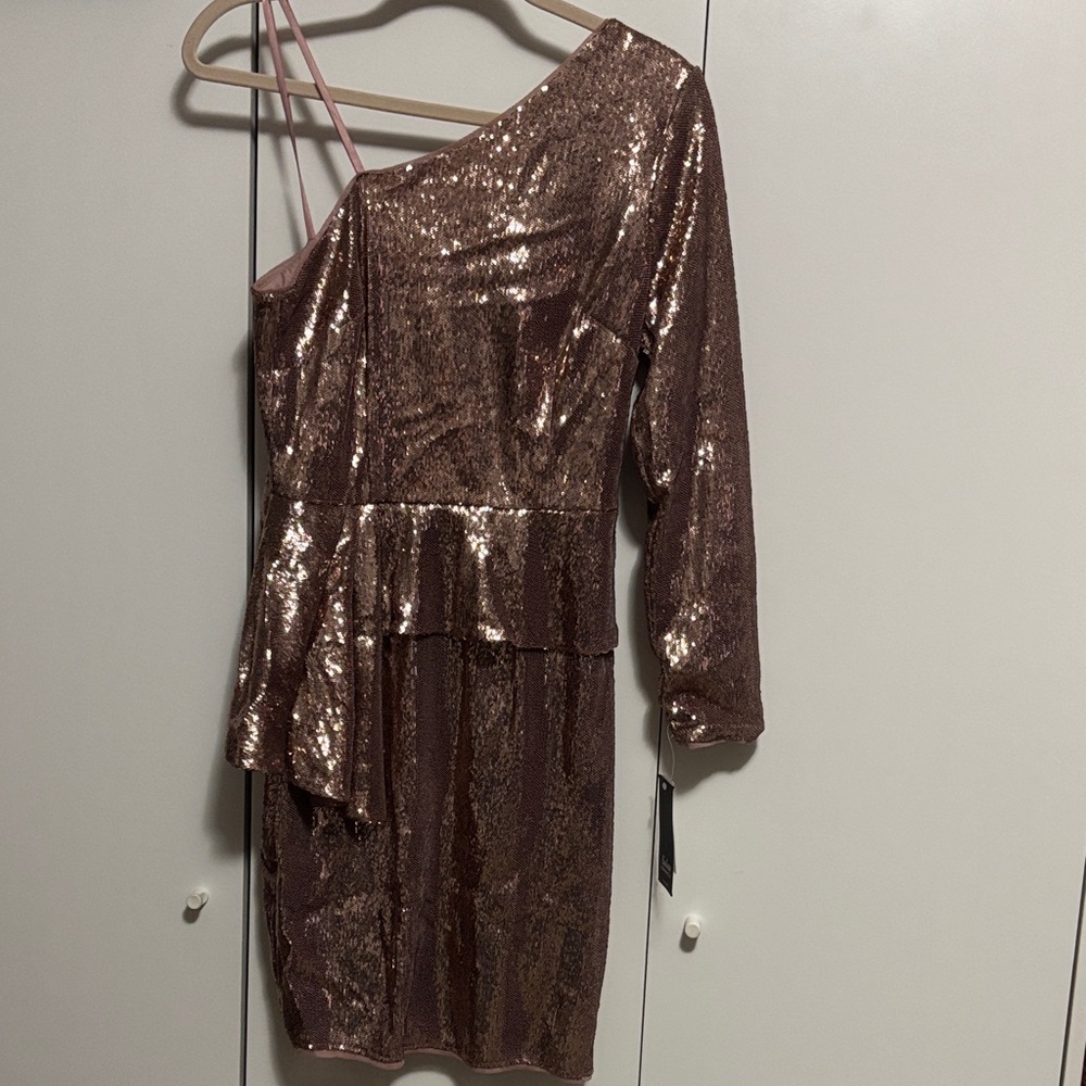 Aidan Mattox Rose Sequin Peplum Dress